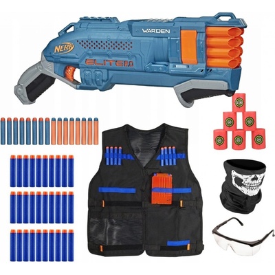 Nerf Elite 2.0 Warden DB-8 Blaster E9959 terče vesta brýle Bandana 30 šipek