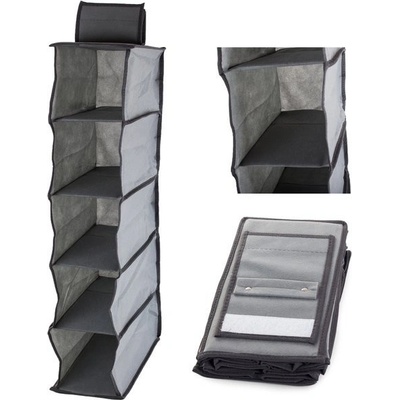 Verk 01329 Závěsný organizér s 5 přihrádkami 30x15x70cm šedá