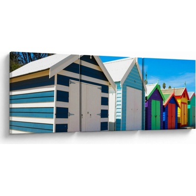 Obraz - Pláž Brighton, Melbourne, Austrálie, třídílný 150x50 cm