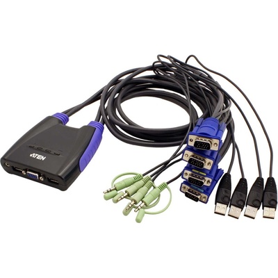 Aten CS-64US DataSwitch elektronický 4:1 (kláv.,VGA,myš,audio) USB