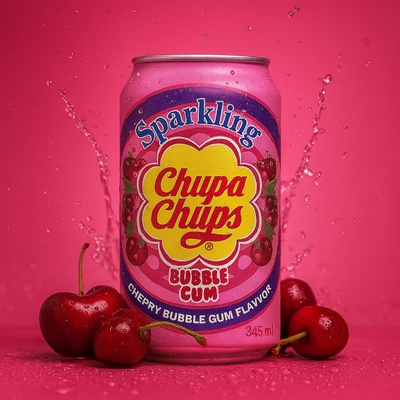 Chupa Chups sycená limonáda s příchutí třešňové žvýkačky 345 ml