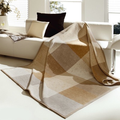 SCANquilt pléd Veuro kostka béžová střední 150x200