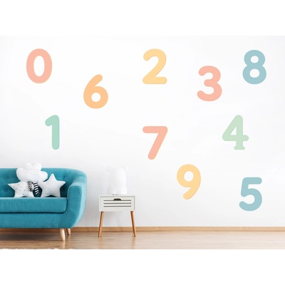 Nalepte.cz Čísla pro děti textilní přelepitelné samolepky na zeď arch 46 x 28 cm – Hledejceny.cz