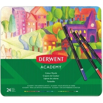 Derwent Academy sada farebných ceruziek kovová krabička 24 rôznych farieb 2301938