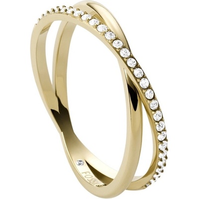 Fossil Elegantný pozlátený prsteň s kryštálmi JF03752710