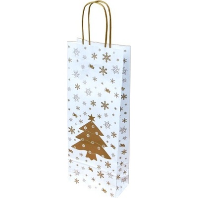 Taška na víno vánoční 15*8*39,5 cm, bílý sulfátový papír 120 g