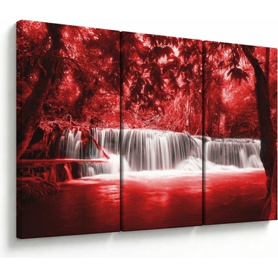 Obraz - Červený, vodopád, trojdielne 120x80 cm
