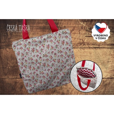 Česká VINTAGE ROSEFIELD XL Česká ručně šitá taška s podšívkou a zipem 50×50 cm