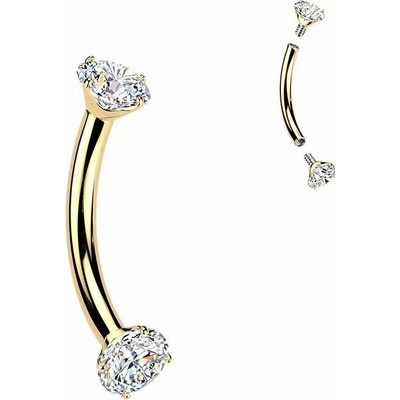 Šperky4U Luxusní piercing do obočí s Moissanity 2 x 0.11 ct, TITAN TM039