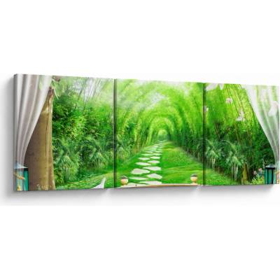 Obraz - Výhľad na tropickú záhradu, trojdielne 150x50 cm