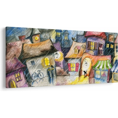 Obraz - Daždivý večer, jednodielne 200x100 cm