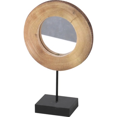Dochtmann Designové zrcadlo kulaté dřevo kov 31x19x8 cm