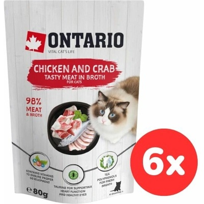 ONTARIO Cat Chicken and Crab in Broth 6x80 g