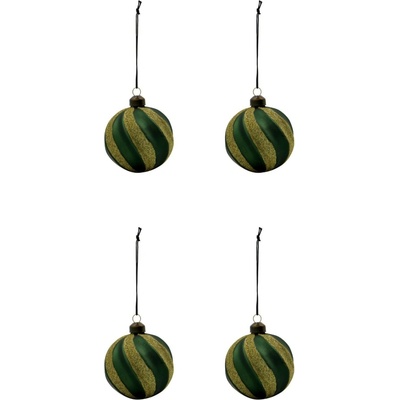 House Doctor Sklenené ozdoby Swirl Green – set 4 ks