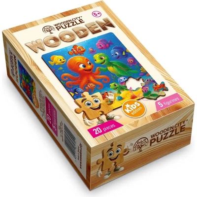 Wooden.City Dřevěné Chobotnice a Želva 20 dílků