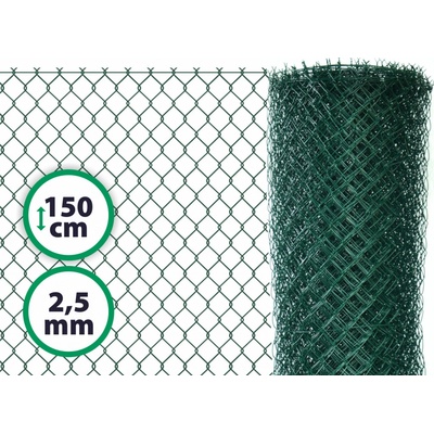 Pletivo poplastované – 150 cm s ND (2,5 mm; 55x55 mm; PVC; zelené)