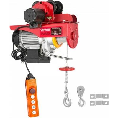 VEVOR Elektrický kladnostroj 800 kg, elektrický naviják 1300 W, dvojitý naviják 12 m