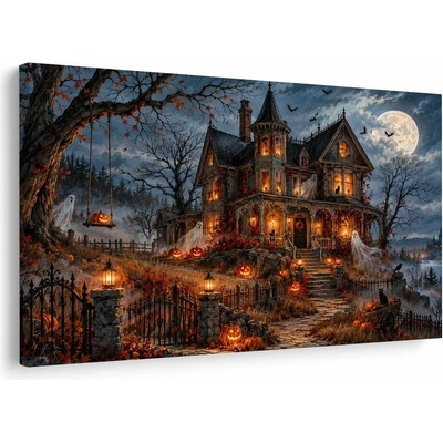Dovido Obraz strašidelný dům v měsíčním svitu - 90x60