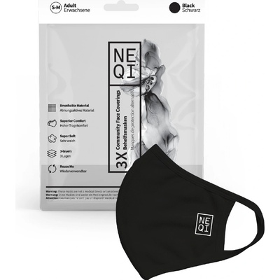 NEQI rouška třívrstvá černá 3 ks