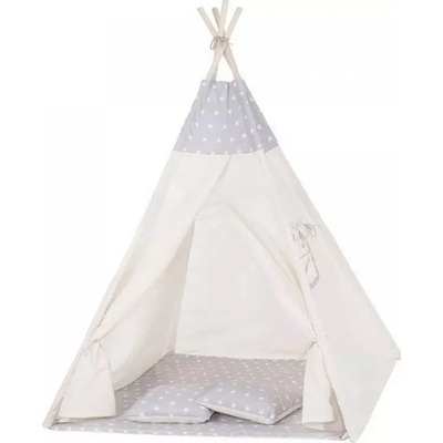 Bestent Dětský stan Teepee s polštáři Hvězdy šedý