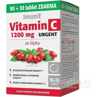 Vitamín C 1200 mg Urgent so šípkami 90+30 tabliet