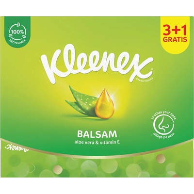 KLEENEX Papierové vreckovky 3-vrstvové Balsam Box 4 x 64 ks