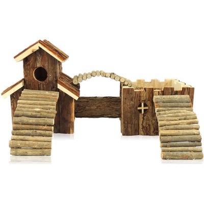 Tommi Domek dřevěný dvojitý s kůrou a mosty 46 x 17 x 23 cm – Hledejceny.cz