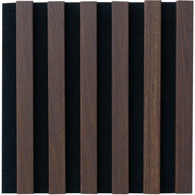 Dřevěný obklad 3D lamely 30x30 cm černý podklad / lamely dub tmavý