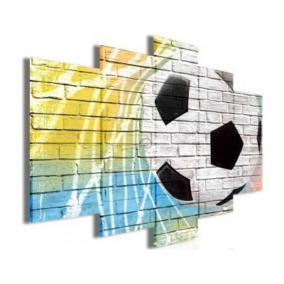 Obraz na plátne viacdielny - OB3486 - Futbalová lopta na múre 100cm x 60cm - S17