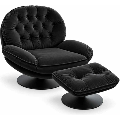 Luxuryform Design Otočné Luna s Podnožkou Čierne