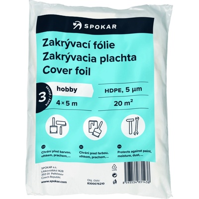 Spokar zakrývací fólie na malování, 5 µ, 20 m2, 4 × 5 m, 3 ks – Hledejceny.cz