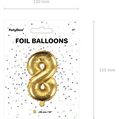 balónek nafukovací číslo 8 35 cm fóliový
