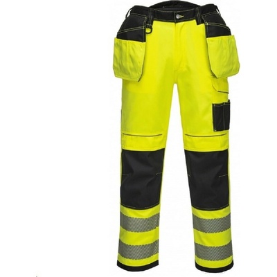 PortWest kalhoty HiVis PW3 Holster T501 do pasu reflexní Žluto-černá