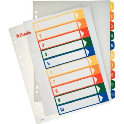 Registre popisovateľné na počítači, transparentné, plast, A4 Maxi, 1-10, ESSELTE