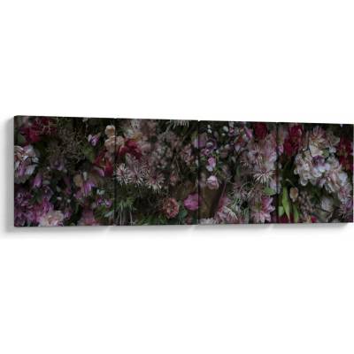 Obraz - Kvetinový múr, štvordielne 160x40 cm