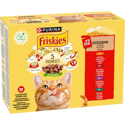 Friskies Cat kura hovädzie jahňa a kačka v šťave 12 x 85 g