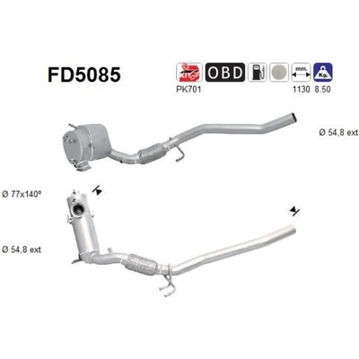 Filter sadzí/pevných častíc výfukového systému AS FD5085 FD5085