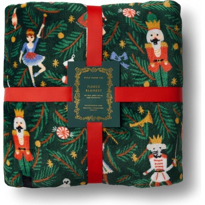 Rifle Paper fleece deka Nutcracker zelená barva 200x127