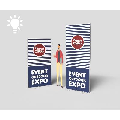 Svetelný rollup s obojstranným designom, skladanie bez náradia, alu rám 80mm - RED Quick LED ALU - Komplet ( rám + potlač grafiky ), 85 x 250 cm