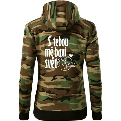 S tebou mě baví svět dámská mikina trendy zipper s kapucí Hnědý maskáč – Hledejceny.cz