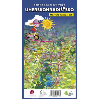 Ručně malovaná cyklomapa Uherskohradišťsko