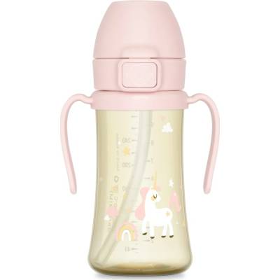 Grosmimi Ppsu tréningový pohárik so slamkou Unicorn Pink 300 ml