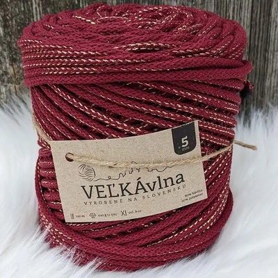 Velká vlna Špagát 5mm Vánoční pivoňka s lurexem