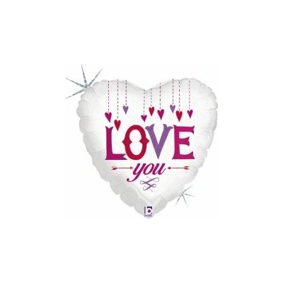 Svet balonku Fóliový balón Love you s visiacimi srdiečkami