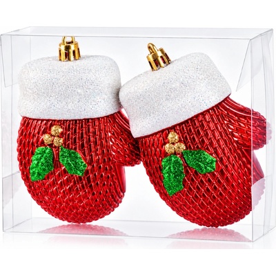 MagicHome Vianoce Ozdoba MagicHome Vianoce sada 2 ks 10 cm rukavice červené na vianočný stromček