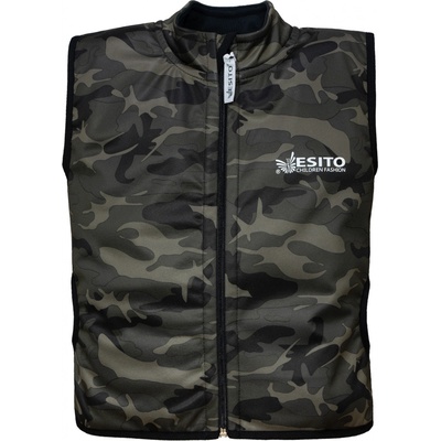 Esito dětská softshellová vesta Maskáč zelená