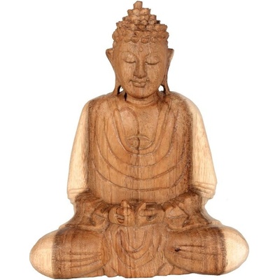 Soška Buddha dřevo 20 cm Dhyan natur