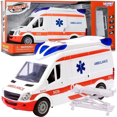 Woopie Záchranka Ambulance Nosítka v Sestavě + Zvukové a Světelné Signály