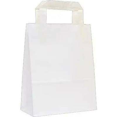 Papierová taška s plochým uchom 180x80x220 mm 500 ks/bal, biela KRPA ZT18008022002