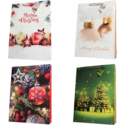 4 kusy Papierová darčeková taška vianočná 45,5x33x10 XXL